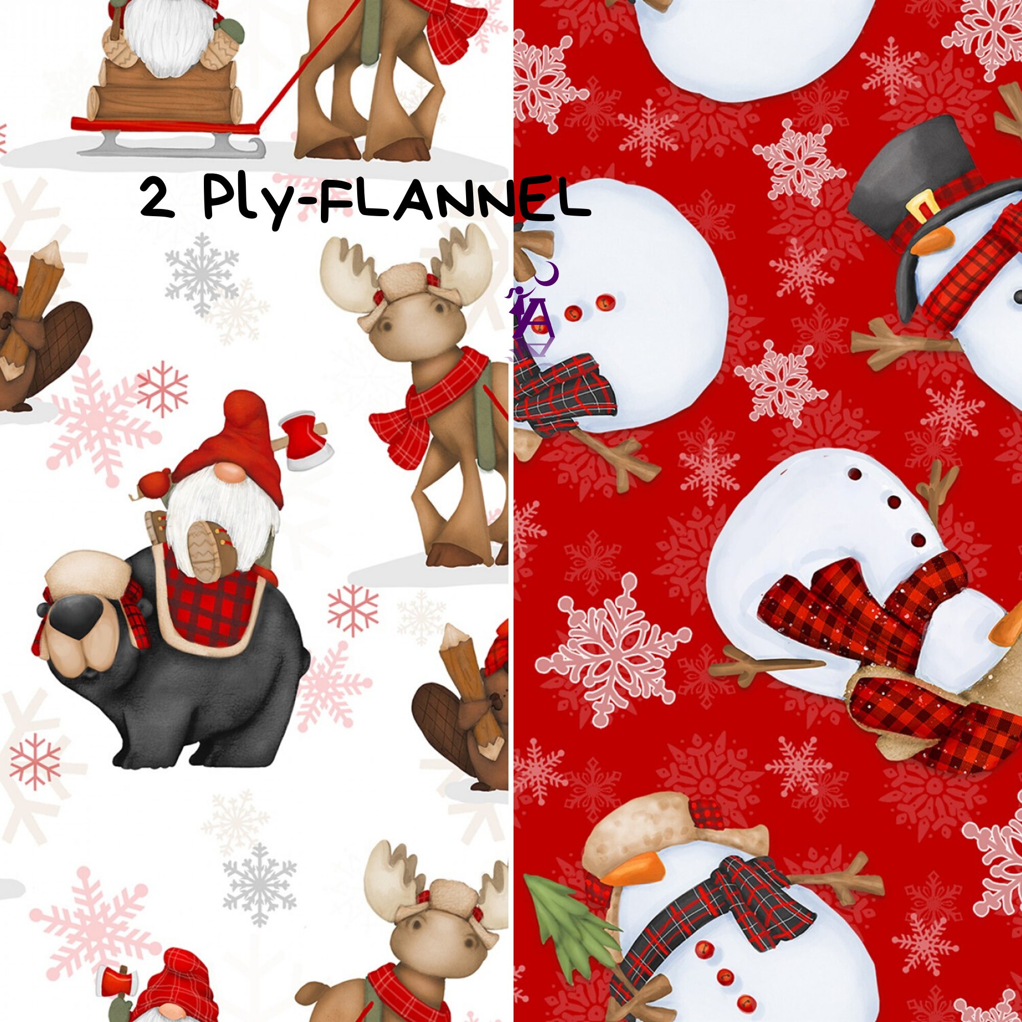FLANNEL Gnomies Christmas Fabric Bundled FLANNEL Fabric Etsy