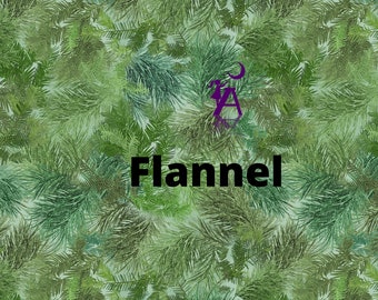 Pine Needle Flannel, Fern like flannel, Green Print flannel cotton fabric, rag quilt flannel, Flannel Fabric by the yard