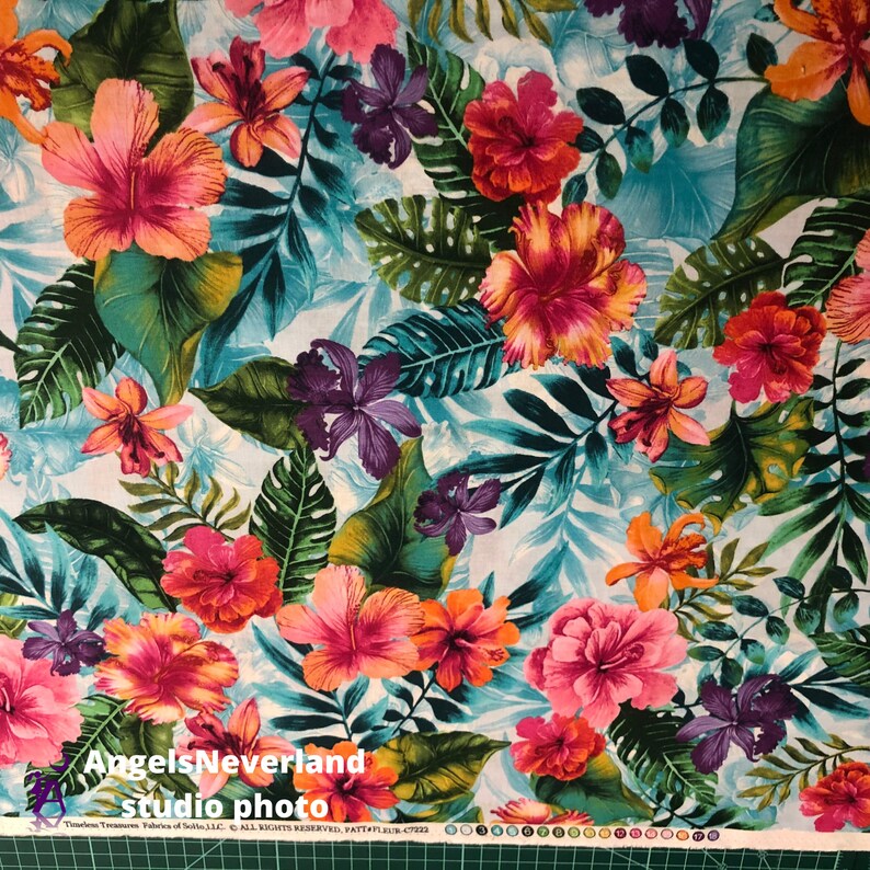 Timeless Treasures Hibiscus Tropical Paradise Fabric exotic Etsy