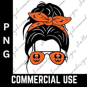 Messy bun Halloween mom png sublimation digital design