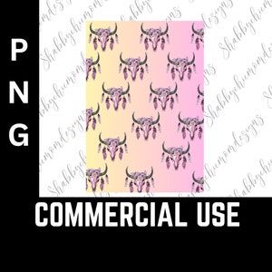 cow skulls and pink and yellow background png digital design image