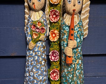 Pareja de ángeles/escultura popular/arte popular polaco