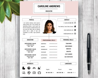 cv template professional resume template cover letter and etsy