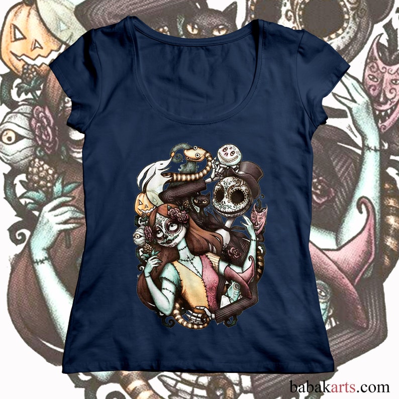 Mens T Shirt Disney Nightmare Before Christmas Jack and Sally