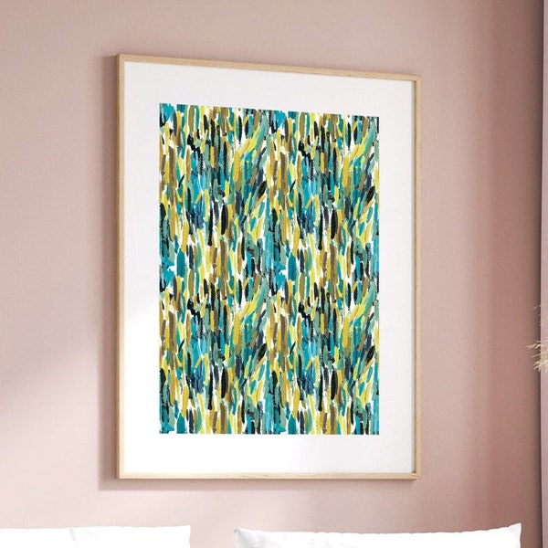 Green Brushstroke Abstract Art Etsy