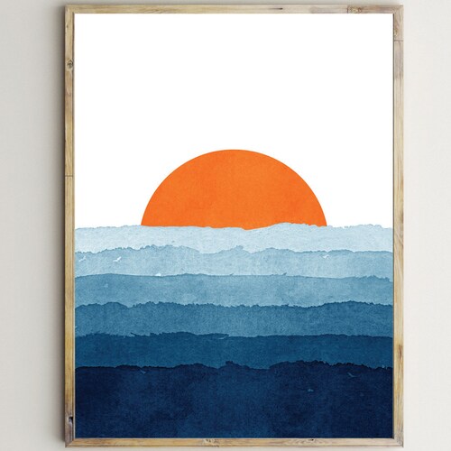 Seascape Wall Art Printable Wall Art Art Prints Digital Download Prints Seascape Painting Original Acrylic Painting Ocean Sunrise