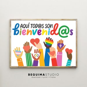 Diversity Print,Classroom Decor,Teacher,Spanish,Equality,Printable Wall Art,Racism,Girl Power,Poster,Kids,Gay,Everyone Is Welcome Here