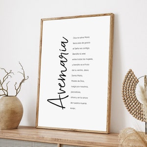 Avemaria,Ave Maria,Hail Mary,Spanish,Christian Print,Catholic Prayer,Bible Verse Wall Art,Scriptures,Poster,Printable,Decor,Sign,Download