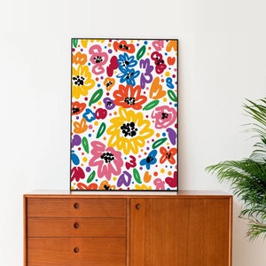 Flower Wall Art,Floral Prints,Botanical Art,Flowers Poster,Abstract Floral Art,Flower Market,Printable Fun Vivid Vibrant Bright Colourful