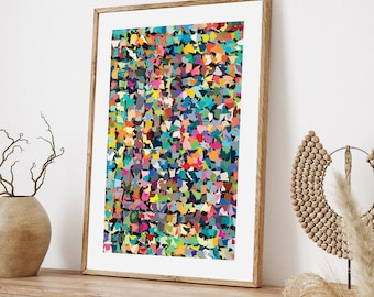 Bunte abstrakte Kunst,moderne Kunst Druck,Wohnzimmer Wandkunst,hell,mehrfarbig,druckbare Poster,Innendekoration,zeitgenössische Kunst,digitaler Download