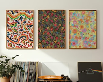 Blumendrucke, 3er-Set, Florale Kunst, Vintage Wandkunst, Poster, Blumenmarkt, Bunt, Antik, Gemälde, Druckbar, Modern, Dekor, digitaler Download