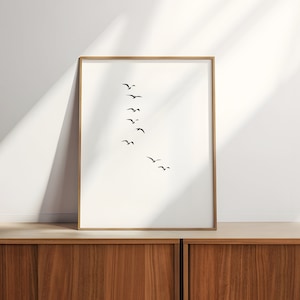 Birds Print,Flock of Birds,Birds Flying,Seagulls,Printable Wall Art,Minimalist,Photography,Photo,Wall Decor,Black & White,Picture,Download