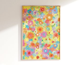 Colorful Abstract Art,Bright Modern Art,Oil Painting,Printable Wall Art,Flowers Print,Multicolor Prints,Floral Wall Decor,Digital Download
