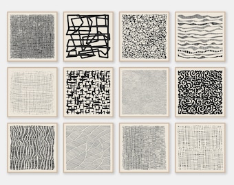 Abstrakte Wandkunst, moderne Kunst, Abstrakter Kunstdruck Set, Neutrale Wandkunst, schwarz weiß, Beige, bedruckbar, quadratisch, ästhetisch, Wohnkultur, Herunterladen