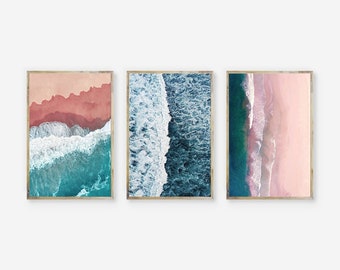 Sea Wall Art Set Of 3 Ocean Prints Digital Beach Picture Waves Print Landscape Color Photo Printable Photography Coastal Home Decor Download
