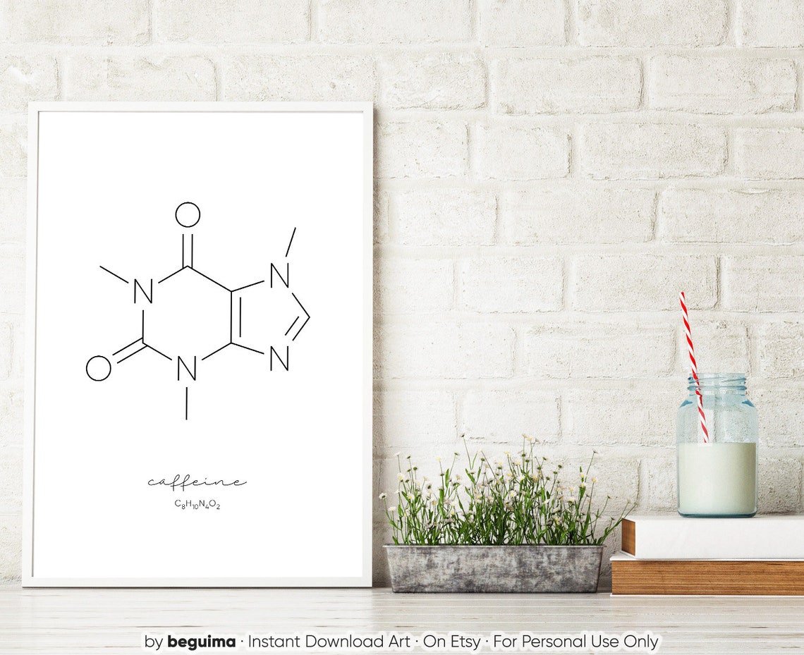 Coffee Prints Caffeine Molecule Office Wall Art Molecular Structure ...