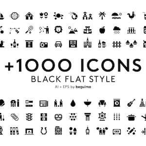 Set Of Icons,Clipart,Clip Art,Vector File,Illustration,More than 1000,Black,Flat,Glyph,Solid,Simple,Iconset,Eps,Ai,Bundle,Digital Download