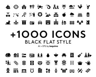 Set Of Icons,Clipart,Clip Art,Vector File,Illustration,More than 1000,Black,Flat,Glyph,Solid,Simple,Iconset,Eps,Ai,Bundle,Digital Download