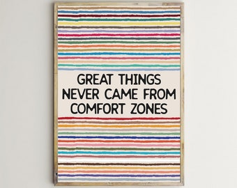 Great Things Never Came From Comfort Zones,Motivational Kids Posters,Inspirational Quotes,Office Prints,Classroom Decor,Teacher Wall Art