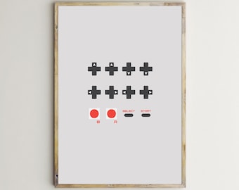 Gamer Poster,Contra Video Game,Cheat Code,Gaming Print,Printable Wall Art,Joystick,Buttons,Retro,Console,Boy,Gaming Room,Decor,Man Cave,Kids