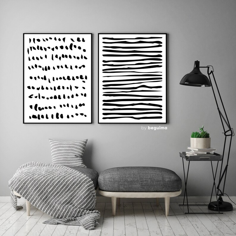 Abstract Wall ArtBlack & WhiteSet Of 2 Abstract Art | Etsy