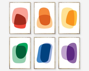 Abstract Wall Art Colorful Prints Modern Printable Art Set Of 6 Home Decor Multicolor Aesthetic Posters Rainbow Colors Digital Download