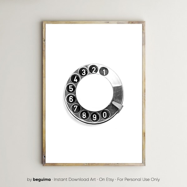 Telephone Print,Phone Wall Art,Retro Telephone,Old Rotary Phone,Printable,Black & White,Vintage,Photography,Poster,Wall Decor,Picture,Photo