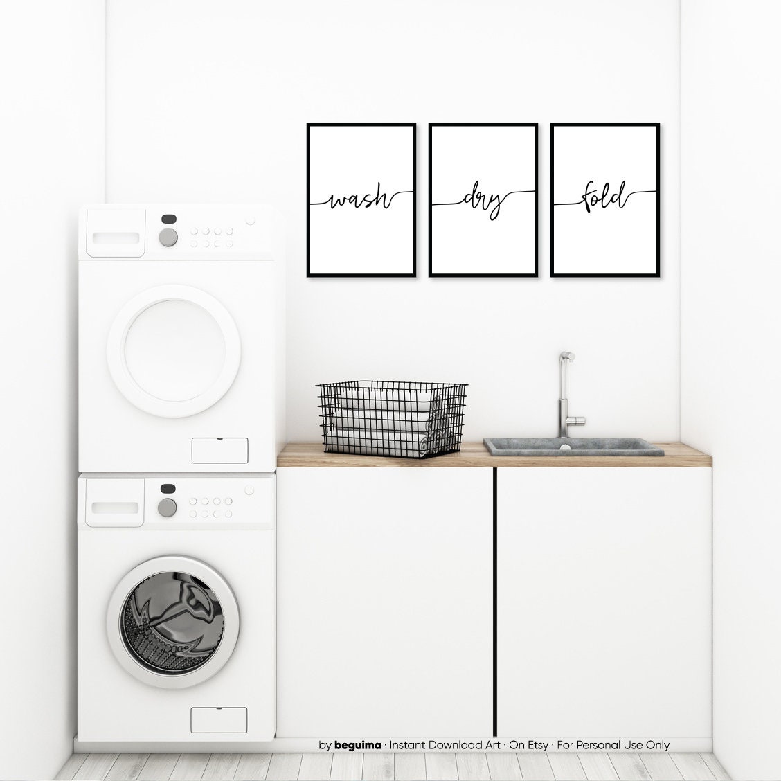 Lavado seco pliegue conjunto de 3 impresiones carteles de | Etsy