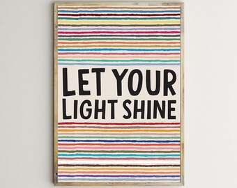 Let Your Light Shine,Matthew 5:16,Christian Prints Kids Poster Bible Verse Wall Art Inspirational Teacher Quote Classroom Decor Nursery Sign
