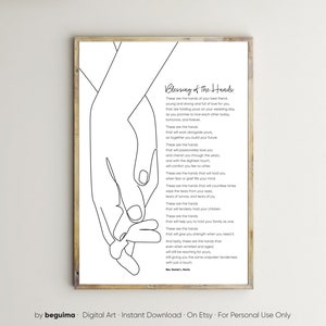 Blessing Of The Hands,Wedding Vows,Marriage Print,Printable Wall Art,Home Sign,Poem,Poster,Inspiration Quote,Wedding Gift,Love Vows,Download