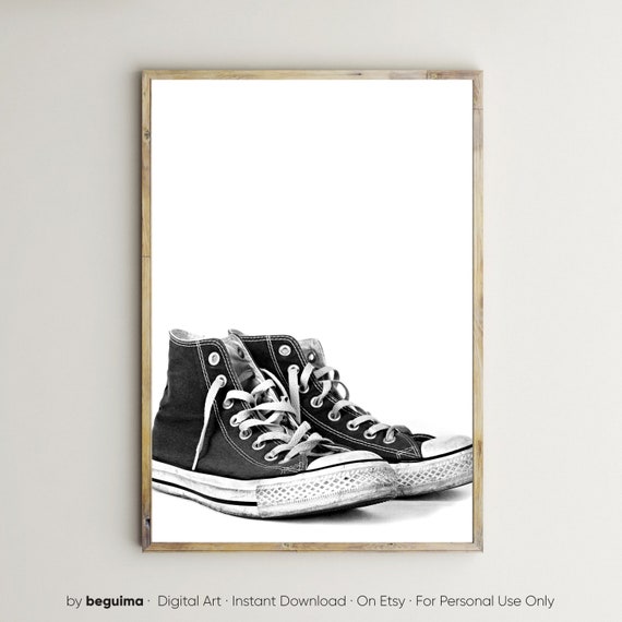 Sneakers,Casual Shoes,Hipster Prints,Printable Wall Art,Fashion,Black & White,Photography,Modern,Poster,Home Decor,Digital,Retro,Download