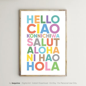 Hello Wall Art,Hello Print,Hi Posters,Hello In Different Languages,Classroom Decor,Office,Teacher,Kids,Welcome,Hola,Ciao,Salut,Hello Signs