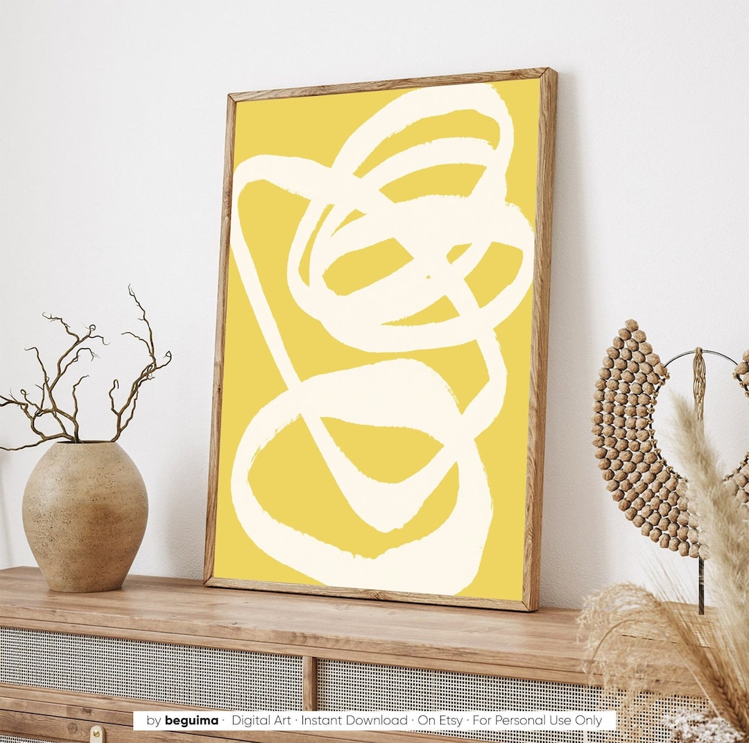 Yellow Wall Artabstract Art Printlarge Yellow Artyellow Etsy