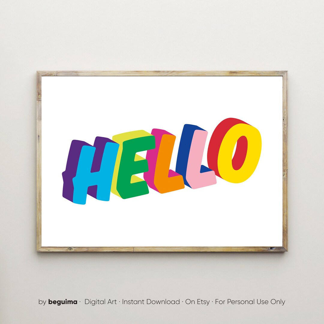 Hello. Sign Printable Hello Print,hello Poster,printable Wall Art,entryway,sign,classroom ...