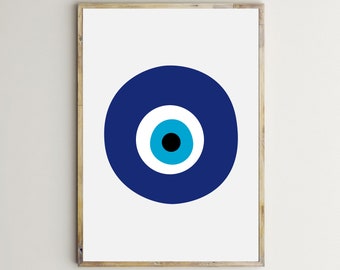 Evil Eye Print,Blue Evil Eye,Amulet,Printable,Poster,Wall Art,Nazar,Talisman,Nursery Sign,Kid,Baby Room,Home Decor,Children,Toddler,Download