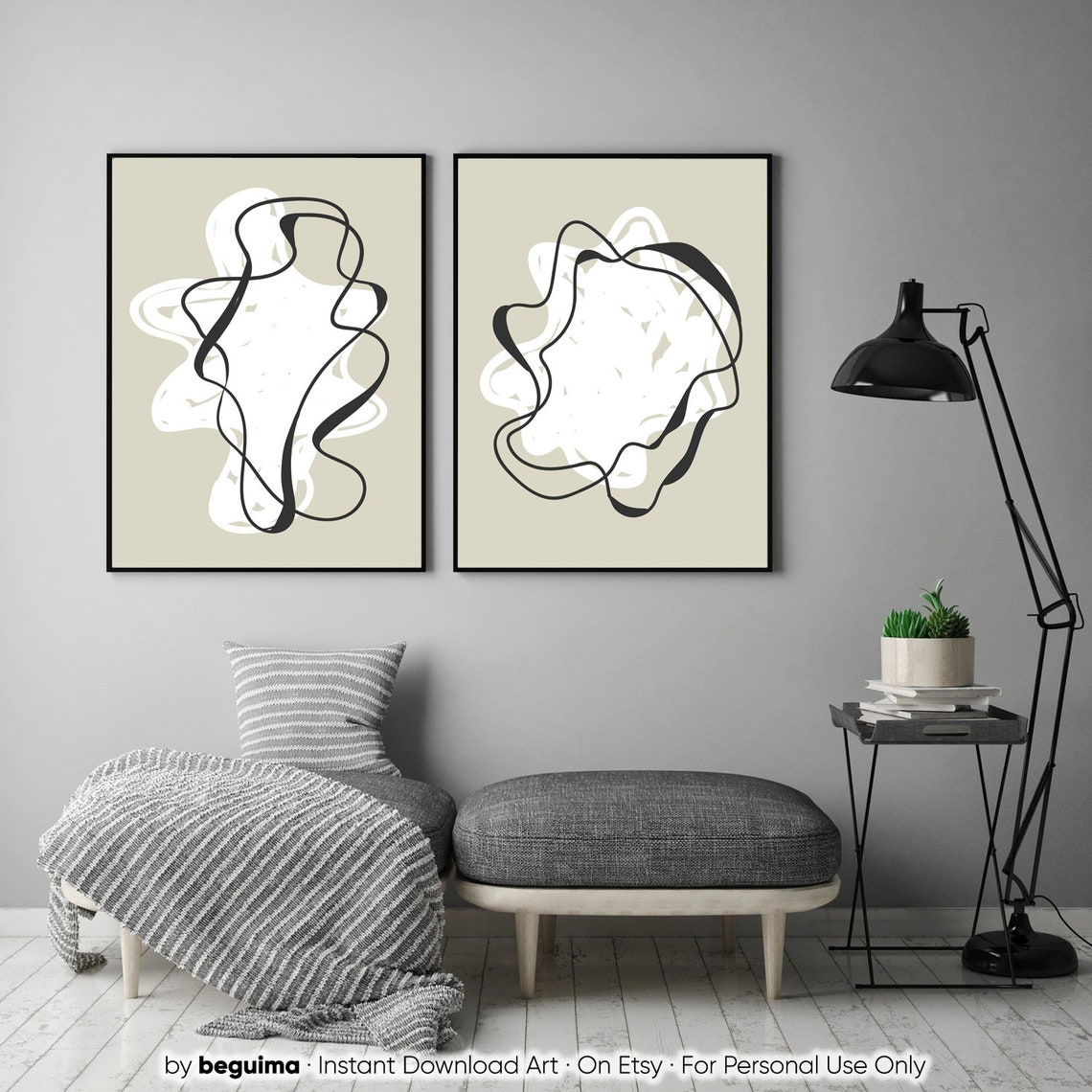 Neutral Abstract Art PrintsModern Printable Wall ArtSet Of | Etsy