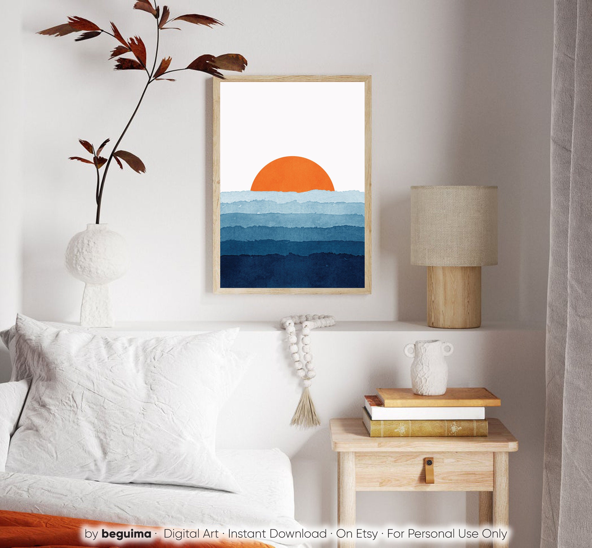 Poster D'Arte Wee Blue Coo | Stampa Tramonto Astratto Su Prato | Quadro Moderno Per Parete | 30x41 Cm (12x16 Pollici) Con Bordo Per Cornice | Idea Regalo Arredamento
