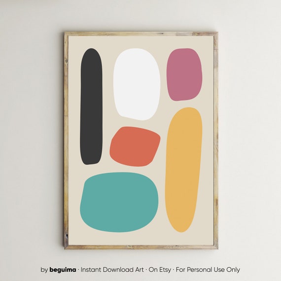 Abstract Wall Art,Modern Art Prints,Colorful Posters,Mid Century,Printable,Beige,Pop,Vibrant,Bold,Fun,Vivid,Home Decor,Contemporary,Download