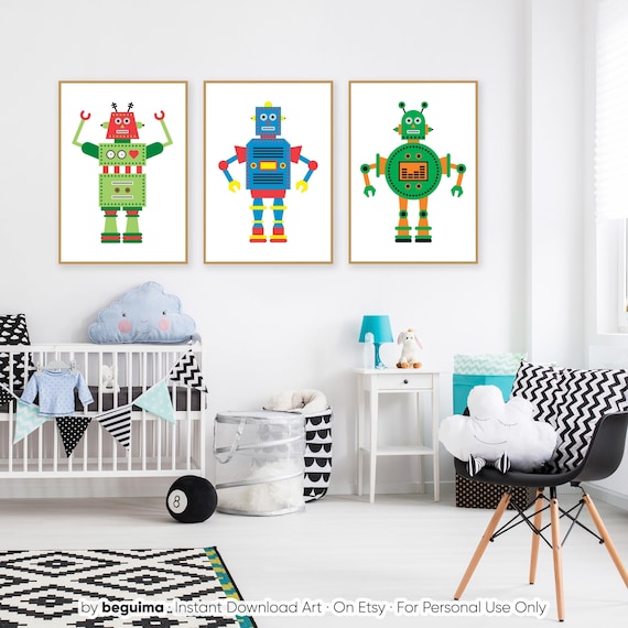 Boy Room Decor,Robot Prints,Robot Posters,Boy Nursery Art,Kids Printable Decor,Playroom Wall Art,Game Room Wall Art,Toddler,Baby,Children