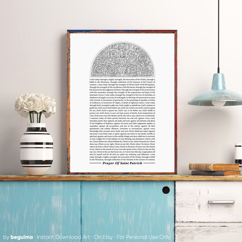 Prayer Of St Patrick,Saint Patrick's Breastplate,Lorica Of Saint Patrick,Christian Print,Catholic Decor,Printable Wall Art,Christ Be With Me image 8