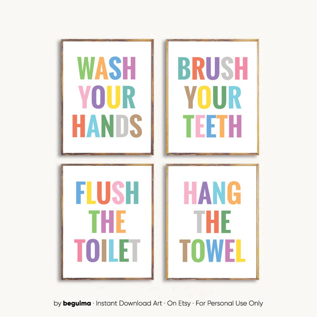 Bathroom Prints for Kids,kid Bathroom Sign,bathroom Rules,printable ...