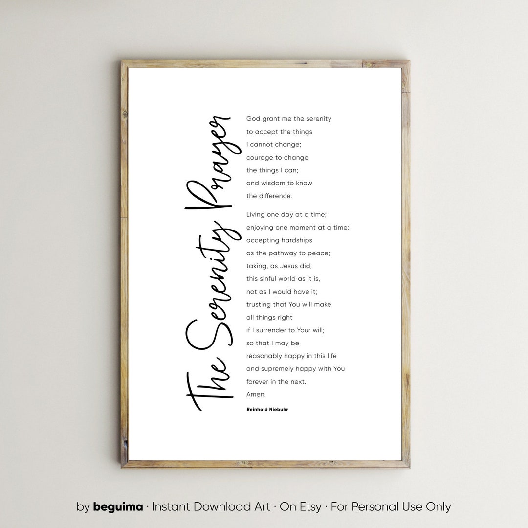 The Serenity Prayer,long Form Version,bible Verse Print,christian ...