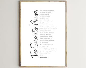 The Serenity Prayer,Bible Verse Print,Christian Scripture,Long Form Version,Quotes,Wall Art,Printable,Poster,Home Decor,Digital Download