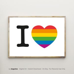 Gay Posters,Gay Prints,Love Wins,Rainbow Flag,Printable Wall Art,I Love,Heart,Pride,Equality,Diversity,Queer,LGBT,LGBTQ,Sign,Decor,Download