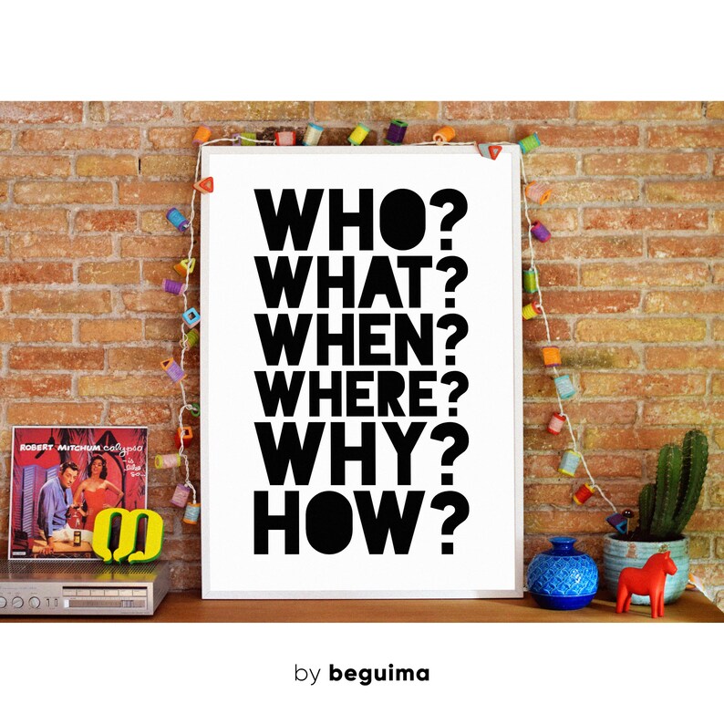 WhoWhatWhenWhereWhyHowFive WsQuestionsEducational | Etsy