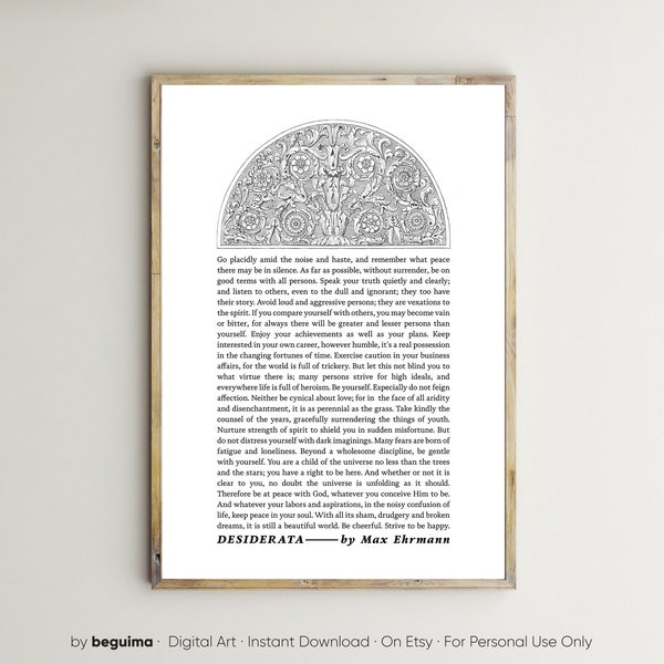 Desiderata Prints,Max Ehrmann Poem,Printable Wall Art,Poster,Wall Decor,Inspirational Words,Motivational Quote,Literature,Digital Download