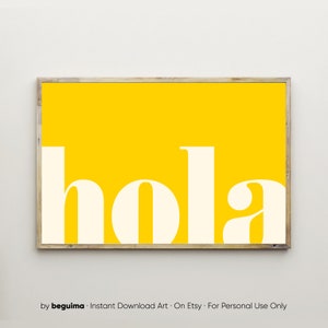 Hola Print,Hello In Spanish,Yellow,Different Language,Printable Wall Art,Entryway Sign,Home Decor,Poster,Welcome,Nursery,Living Room,Hallway