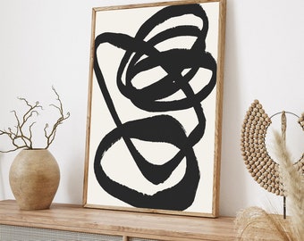 Abstract Wall Art,Black & White,Modern Art Prints,Neutral,Beige,Printable,Scandinavian Posters