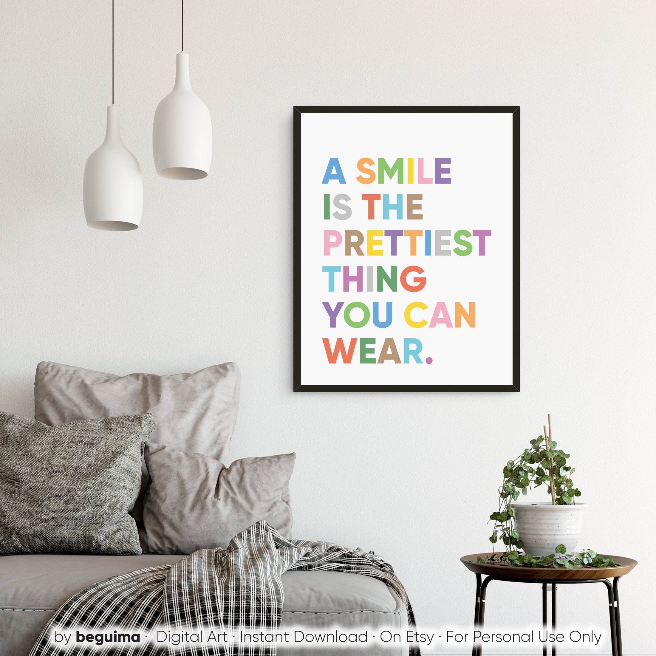 Een glimlach is het mooiste dat je kunt dragen, quotes voor kinderen,  inspirerende print, afdrukbare muurkunst, klasdecor, leraar, peuter, poster  - Etsy België, image size:2200x2200