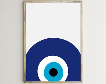 Blue Evil Eye Prints,Nazar,Poster,Amulet,Nursery,Wall Art,Kids,Sign,Printable,Good Luck,Charm,Baby Room,Decor,Toddler,Children,Download